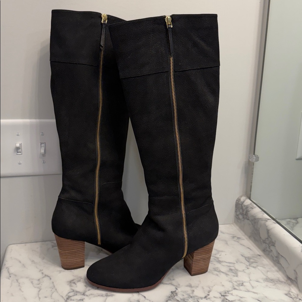 Cole Haan Davenport Black Nubuck Knee-High Boots size 10